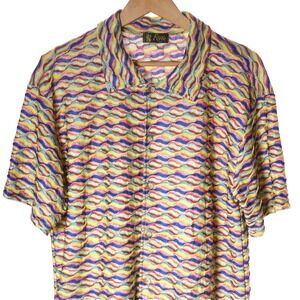 Farentino Ferre Coogi Style 3D Knit Men‎ Shirt Colorful Italy Cotton Blend L